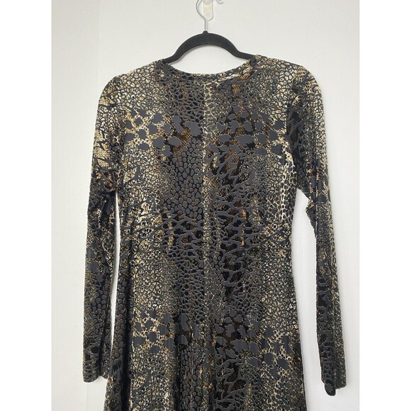 Karen Kane Leopard Print Mini Dress A Line Velvet Burnout Long Sleeve Size S - Picture 2 of 15